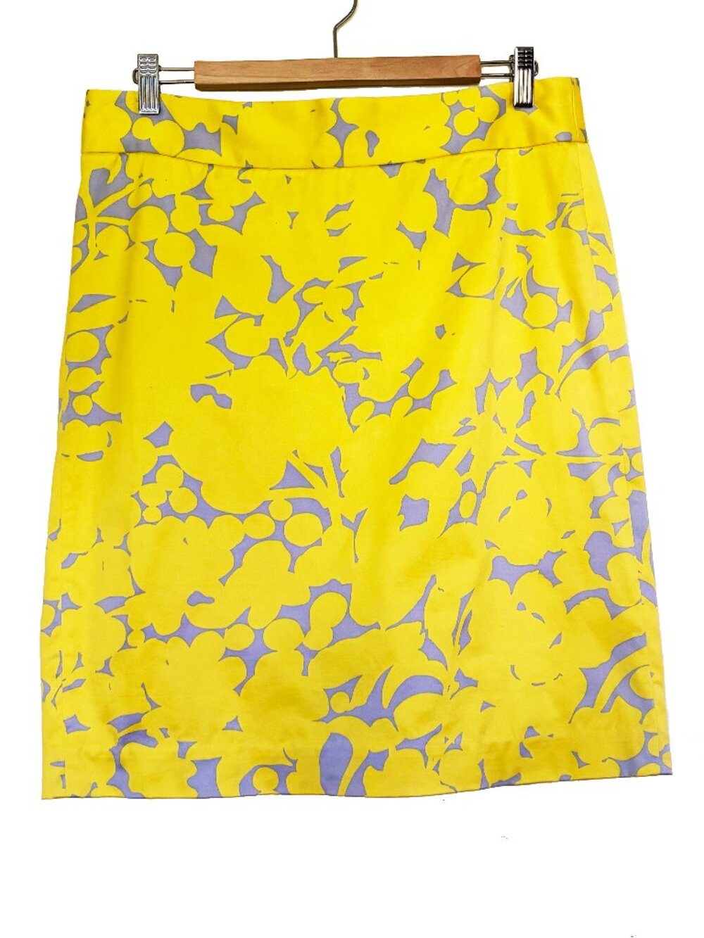 J.CREW Yellow & Grey Gladiola Floral Stretch Cotton Pencil Skirt size 10